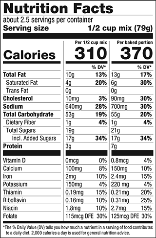 Nutritional Facts - "JIFFY" Banana Muffin Mix