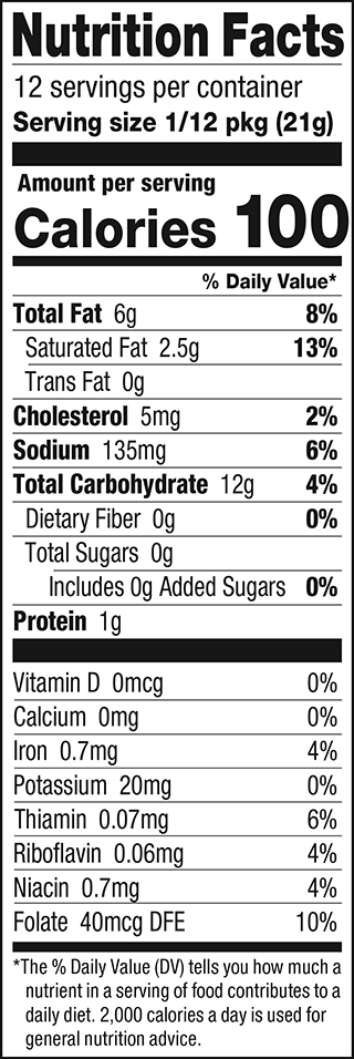 Nutritional Facts - "JIFFY" Pie Crust Mix