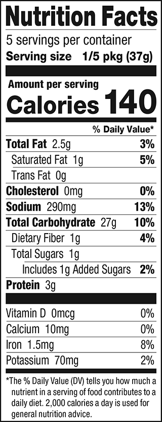 Nutritional Facts - "JIFFY" Pizza Crust Mix